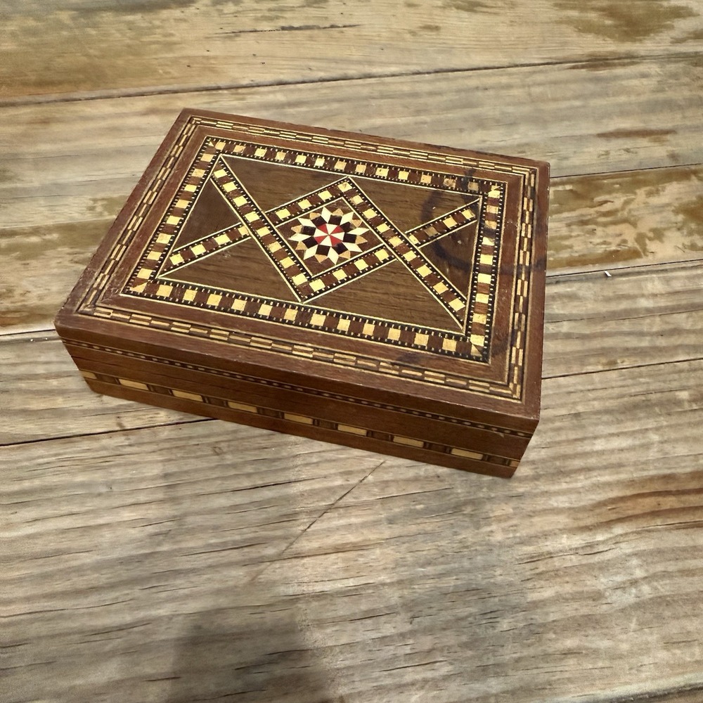 Vintage Fournier Vitoria Bullfighting Playing Cards & Inlaid Wood Marquetry Box